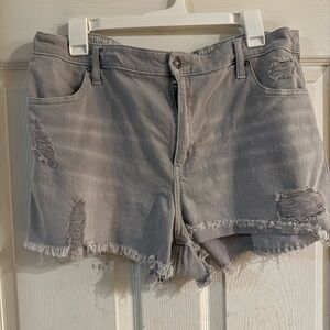 Aerie Light Gray Distressed Jean Shorts